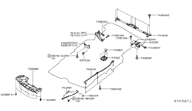 2014 Nissan Pathfinder Member Assy-Cross,Floor Diagram for G4460-3JVMA