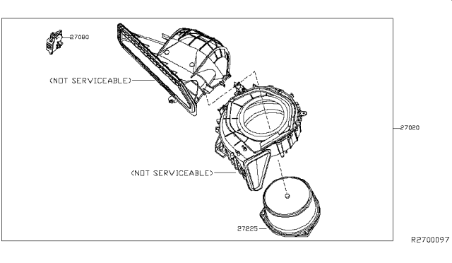 2014 Nissan Pathfinder Blower Assy-Front Diagram for 27200-3KA1C