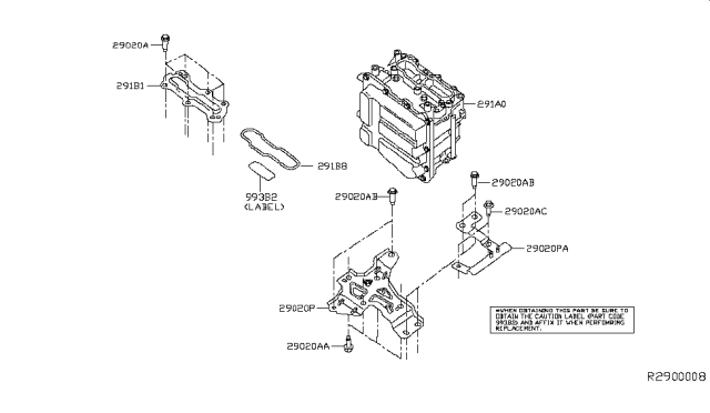 2014 Nissan Pathfinder Inverter Complete-Power Head Diagram for 291A0-9NB0B