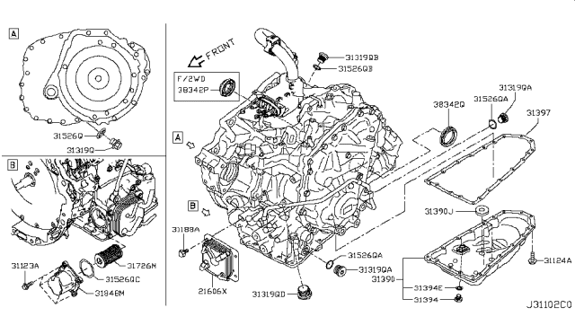 2014 Nissan Pathfinder Torque Converter,Housing & Case Diagram 2