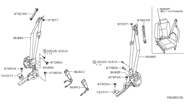 2014 Nissan Pathfinder Front Seat Belt Diagram