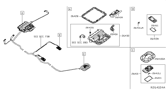2014 Nissan Pathfinder Map Lamp Assy Diagram for 26430-4HK6A