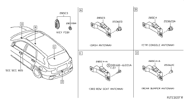 2014 Nissan Pathfinder Switch Assy-Smart Keyless Diagram for 285E3-3KL8A