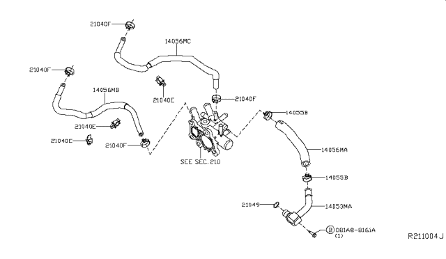 2014 Nissan Pathfinder Water Hose & Piping Diagram