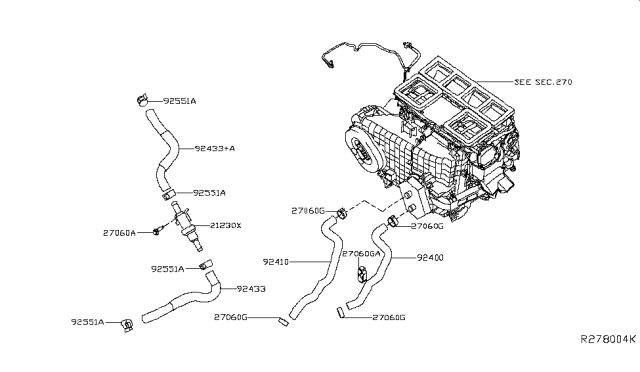 2014 Nissan Pathfinder Hose-Water A Diagram for 92433-3JV0A