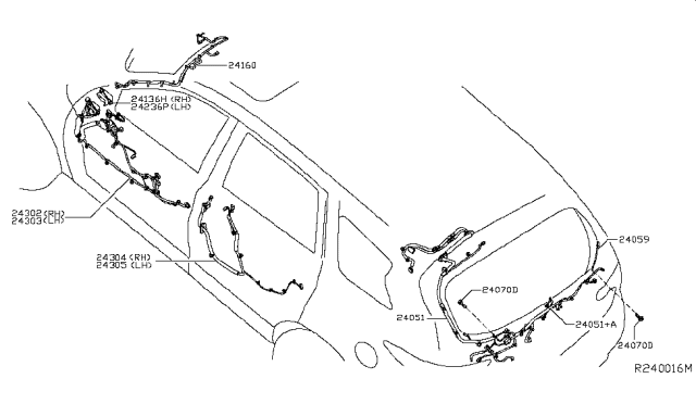 2014 Nissan Pathfinder Harness-Room Lamp Diagram for 24060-3KY0E