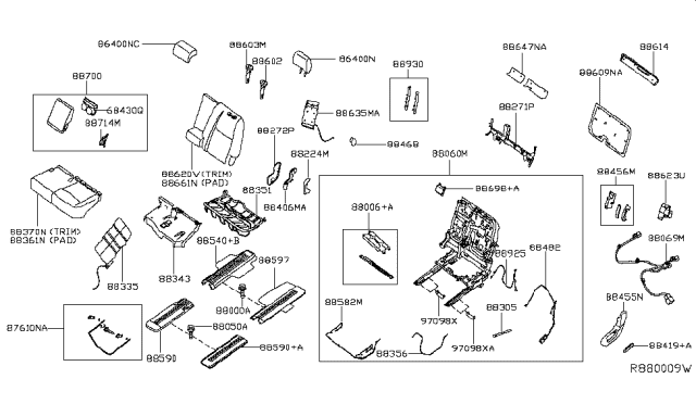 2014 Nissan Pathfinder Frame And Power Unit Diagram for 88069-3JP1A