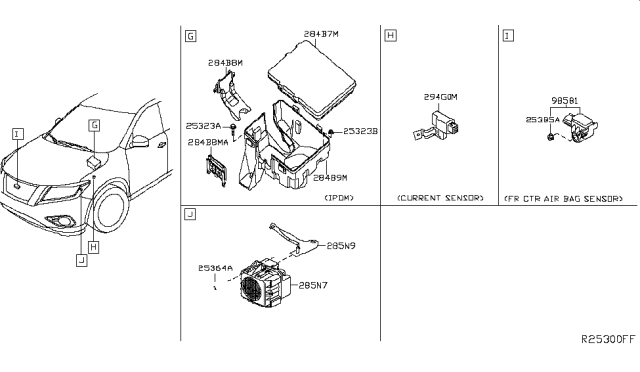 2014 Nissan Pathfinder Control Unit-IPDM Engine Room Diagram for 284B7-3JV0B