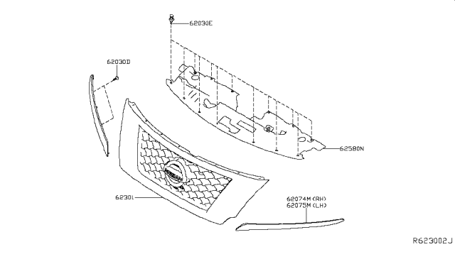 2014 Nissan Pathfinder Grille Assy-Front Diagram for 62310-3KY0A