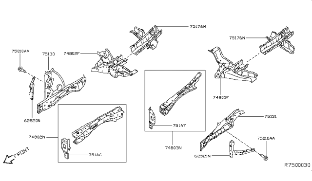 2014 Nissan Pathfinder Member & Fitting Diagram 1