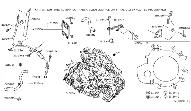 2014 Nissan Pathfinder Automatic Transaxle Diagram for 31020-3YX0B