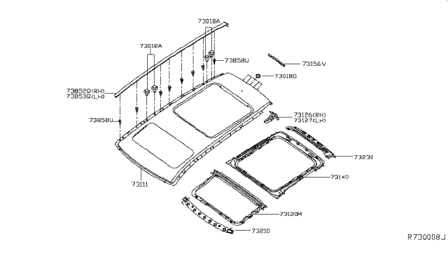 2014 Nissan Pathfinder Roof Panel & Fitting Diagram 3