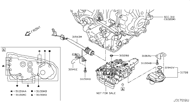 2014 Nissan Pathfinder Terminal Assy Diagram for 31943-3YX0B