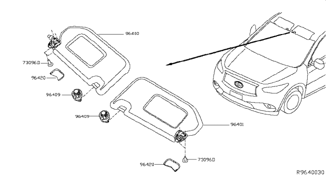 2014 Nissan Pathfinder Sunvisor Diagram