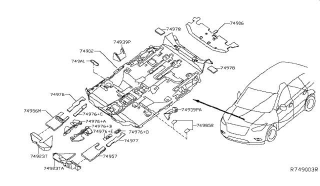 2014 Nissan Pathfinder Floor Trimming Diagram