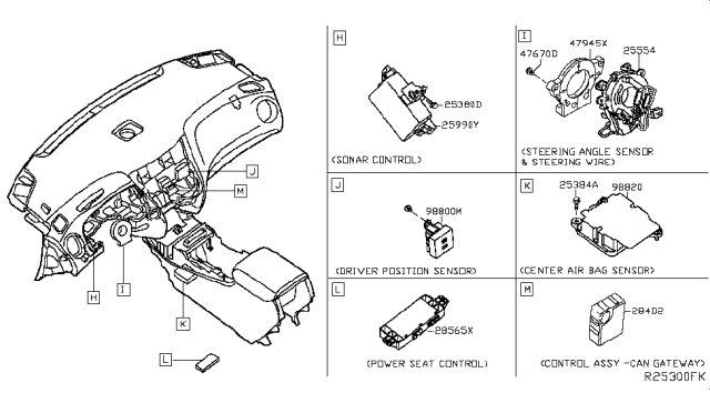 2014 Nissan Pathfinder Sensor-Side AIRBAG Center Diagram for 98820-3KB9B