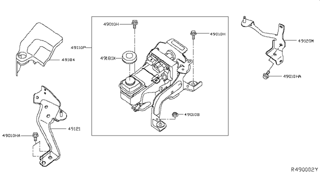 2014 Nissan Pathfinder Bracket Assy-Power Steering Pump Diagram for 49121-3KA0A