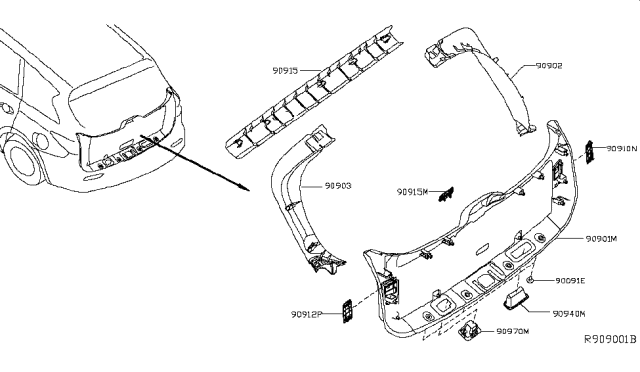 2014 Nissan Pathfinder Back Door Trimming Diagram