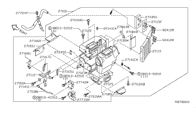2001 Nissan Quest Air Mix Actuator Assembly Diagram for 27742-7B000