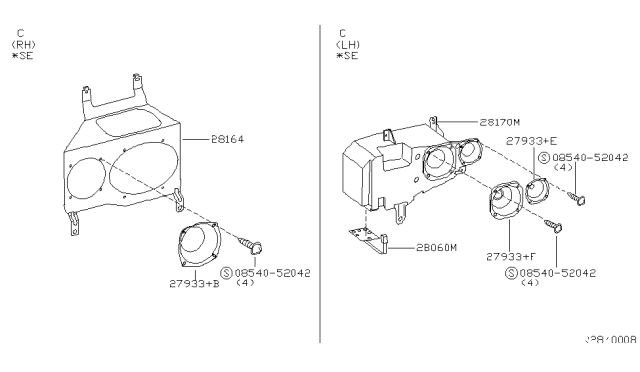 2002 Nissan Quest Speaker Unit Diagram for 28156-7B100