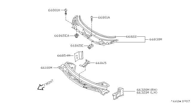 2000 Nissan Quest Cowl Top & Fitting Diagram