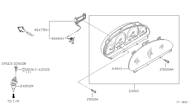 2001 Nissan Quest Instrument Cluster Diagram for 24810-2Z302