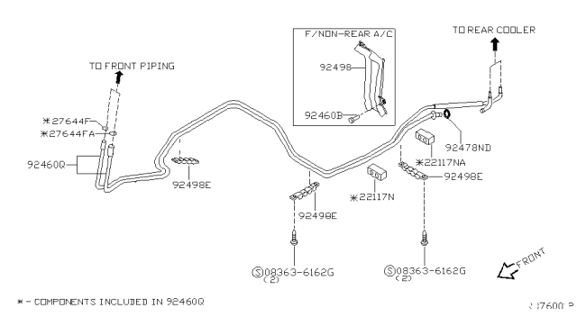 2003 Nissan Quest Cover-Rear Cooler Pipe Diagram for 92498-7B010