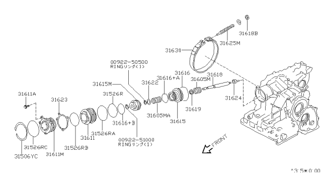 2001 Nissan Quest Seal-Lathe Cut Ring Diagram for 31527-80L08