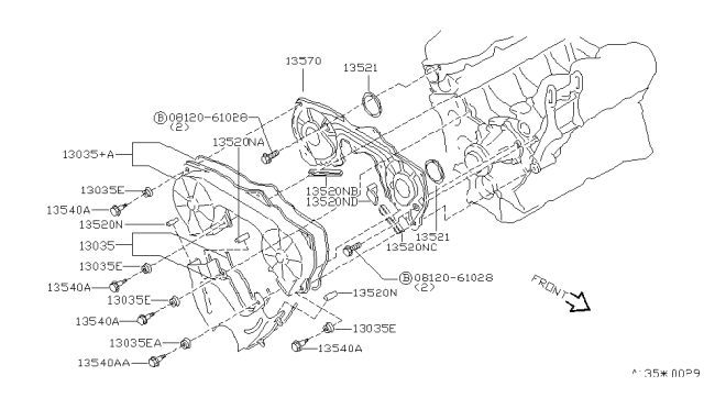 2001 Nissan Quest Cover Assy-Front Diagram for 13501-7B000