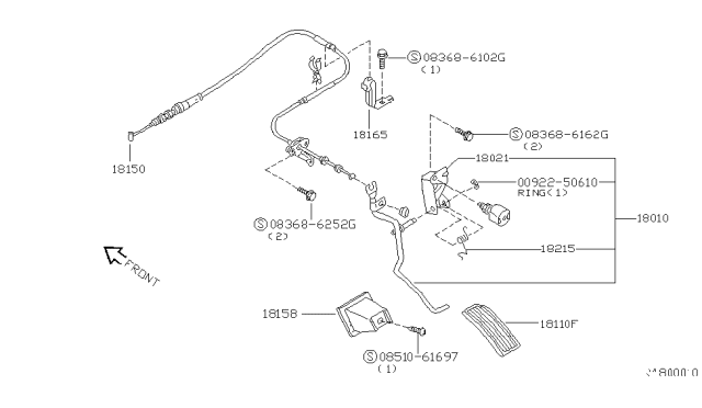 2003 Nissan Quest Wire Assy-Accelerator Diagram for 18201-7B100