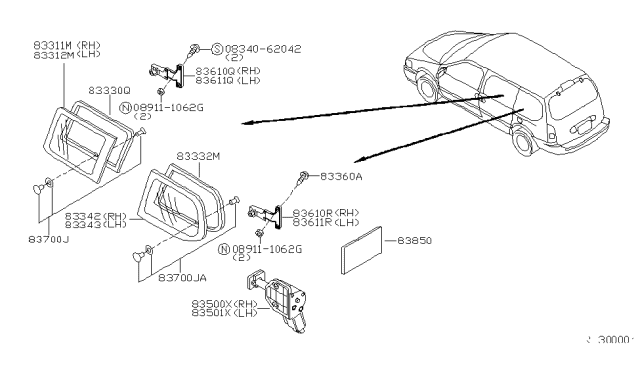 1999 Nissan Quest Side Window Diagram