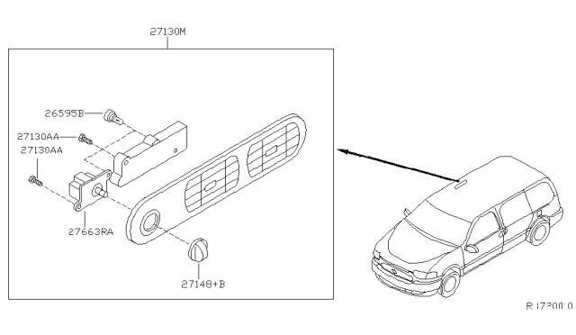 2000 Nissan Quest Control Assembly-Rear Diagram for 27501-7B010