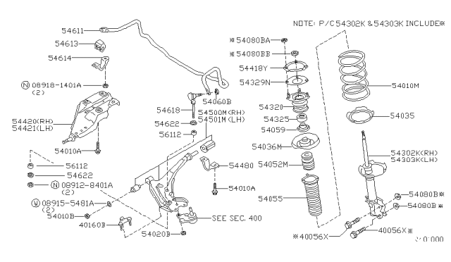 2002 Nissan Quest Bearing-Strut Mounting Diagram for 54325-7B000