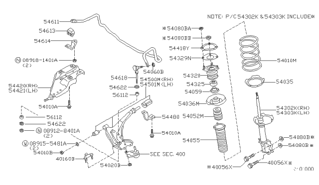 2002 Nissan Quest STRUT Kit Front RH Diagram for 54302-2Z325