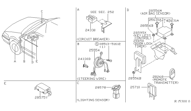 2000 Nissan Quest Flasher Unit Diagram for 25731-7B001