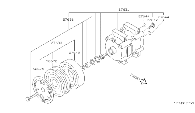 2003 Nissan Quest Clutch Assy-Compressor Diagram for 92660-0B000