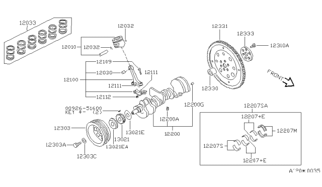 2000 Nissan Quest Plate Assy-Drive & Gear Diagram for 12331-1B001