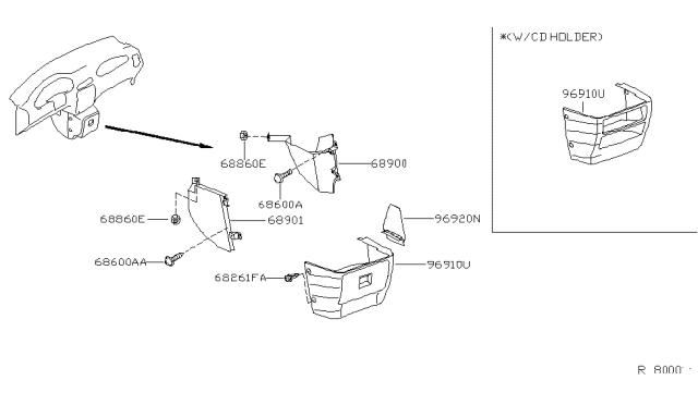 1999 Nissan Quest Instrument Panel,Pad & Cluster Lid Diagram 1