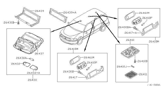 1999 Nissan Quest Lamp Assembly-Map Diagram for 26430-7B103