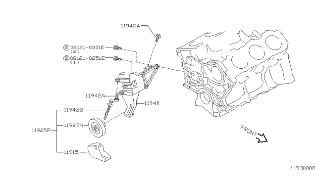 1999 Nissan Quest Bracket-Power Steering Oil Pump Diagram for 11940-7B000