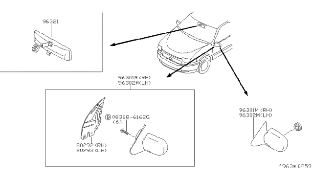 2001 Nissan Quest Mirror Assembly-Door,LH Diagram for 96302-7B100