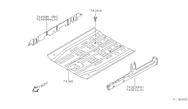 1999 Nissan Quest Floor Front Diagram for 74300-7B030