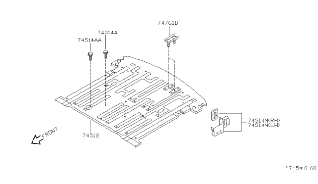 2000 Nissan Quest Floor Re Front Diagram for 74512-7B030