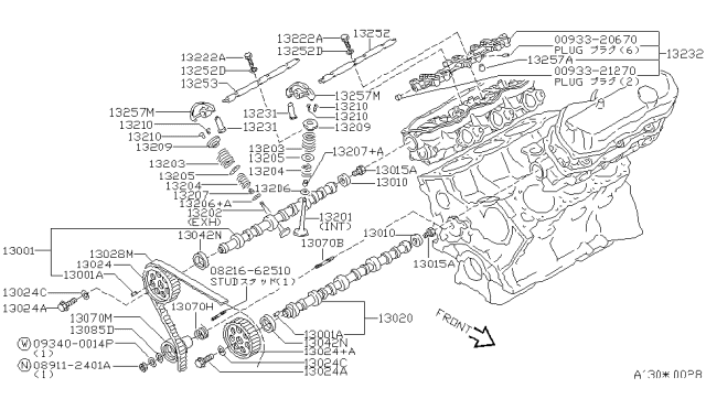 2001 Nissan Quest Camshaft Assy Diagram for 13001-1W696