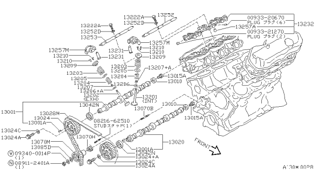 2001 Nissan Quest Seal-Oil,Camshaft Diagram for 13042-0B001