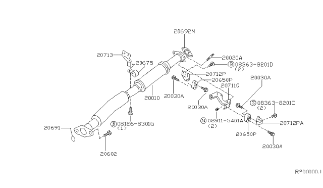 2003 Nissan Quest Exhaust Tube Assembly, Front Diagram for 20010-7B100