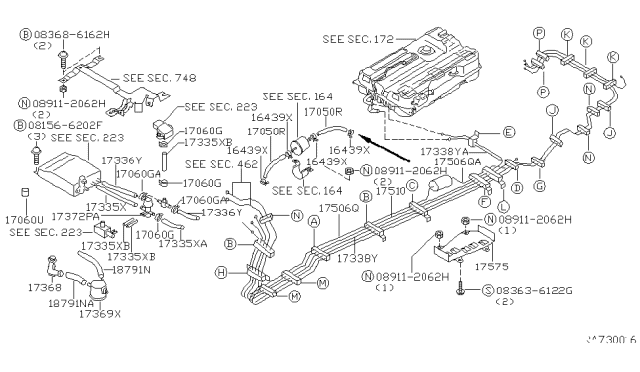 2000 Nissan Quest Tube-Fuel Feed Diagram for 17506-7B002