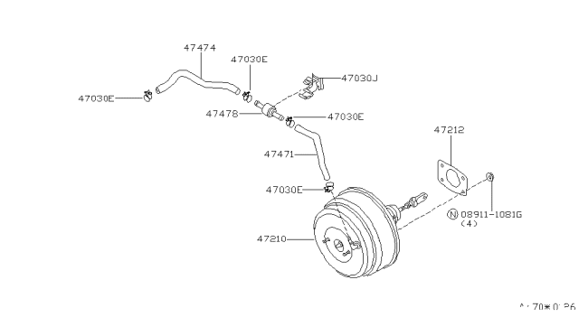 1999 Nissan Quest Hose-Booster Diagram for 47474-7B000