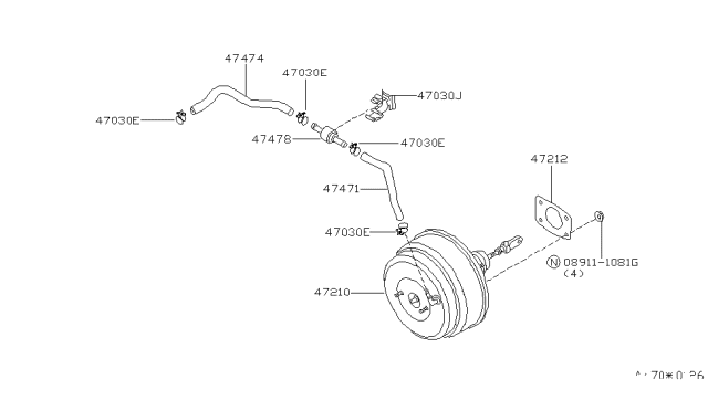 1999 Nissan Quest Hose-Booster Diagram for 47474-2Z010