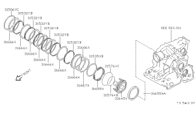 2001 Nissan Quest Plate Assembly-Drive Diagram for 31662-80L00